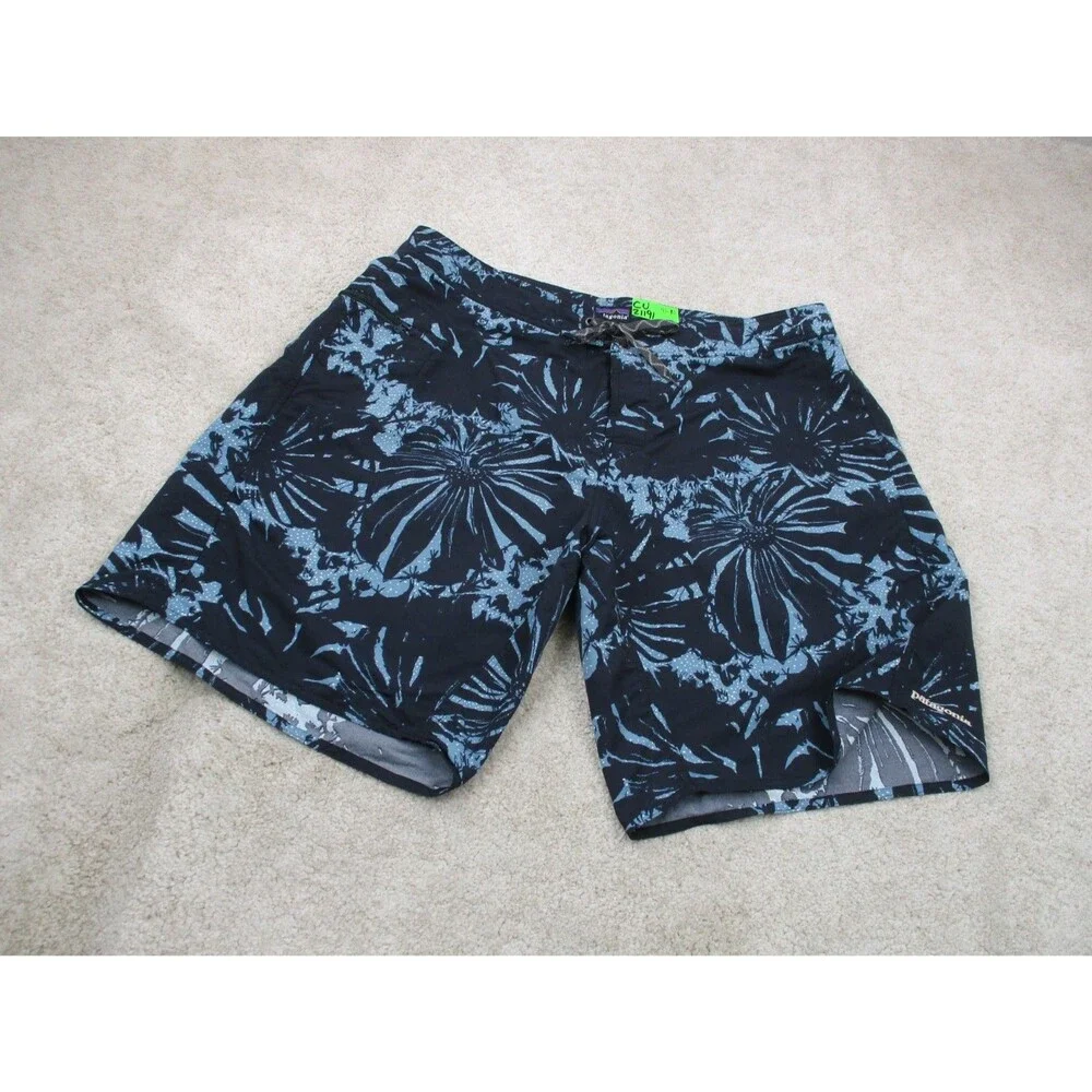 Patagonia Wavefarer Board Shorts Mens 40 Blue Floral Surf Surfer Swim Trunks 21